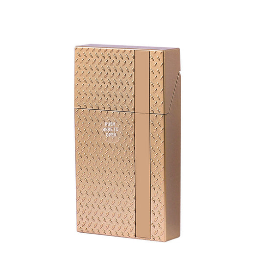 2 Pack Slim Cigarette Case Hard Shell Holder for 40 Cigarettes Durable ABS Plastic Crush Proof Box with Spring Clip Moisture Resistant Pocket Container Gold and purple