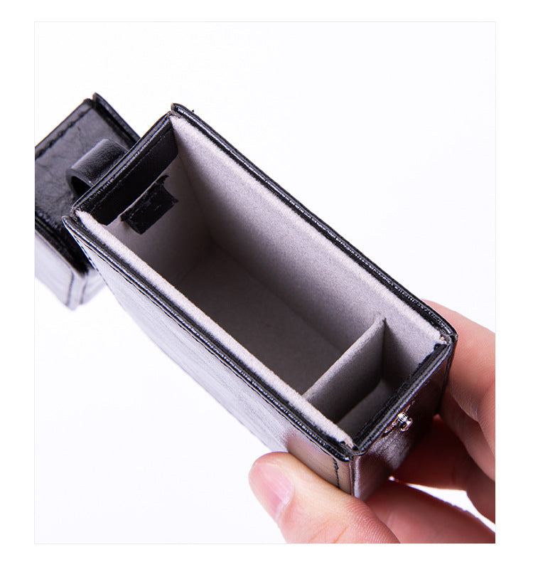 PU Leather Cigarette Case with Lighter Holder Hard Shell Storage Pouch Belt Loop Waist Bag for Standard Packs Deep Coffee Gift for Men