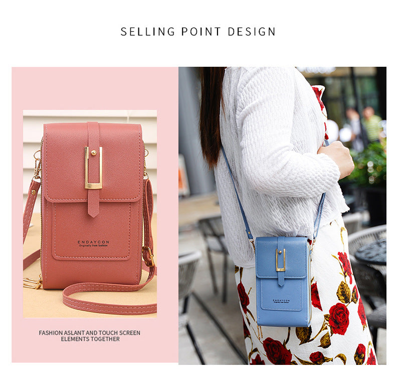 Women's Crossbody Phone Bag with Clear Touch Screen Window PU Leather Wallet Purse Multi-Pocket Shoulder Handbag Adjustable Strap Card Holder Red