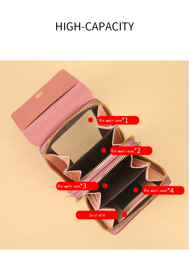 Women's Crossbody Phone Bag with Clear Touch Screen Window PU Leather Wallet Purse Multi-Pocket Shoulder Handbag Adjustable Strap Card Holder Black