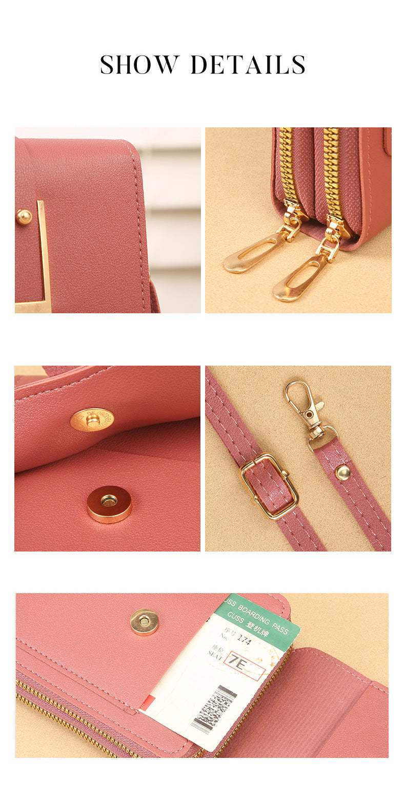 Women's Crossbody Phone Bag with Clear Touch Screen Window PU Leather Wallet Purse Multi-Pocket Shoulder Handbag Adjustable Strap Card Holder Pale pink