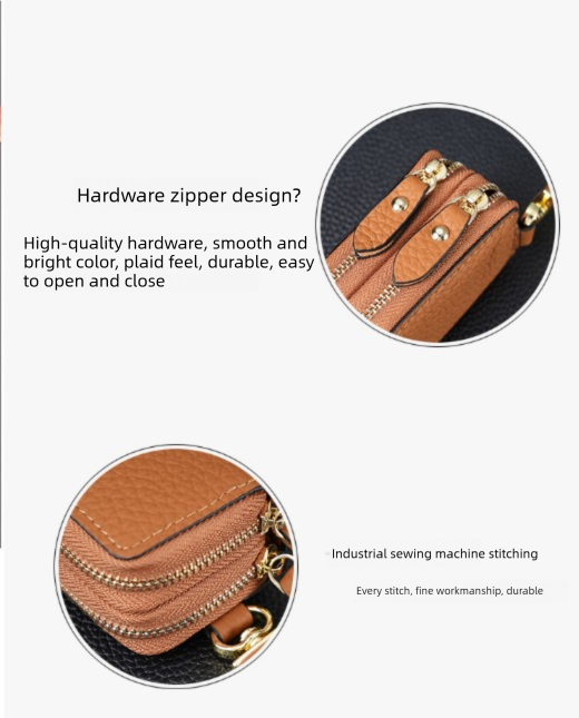 Genuine Leather Car Key Case Double Zipper Smart Key Fob Holder Wallet Remote Organiser Pouch with Hook Red
