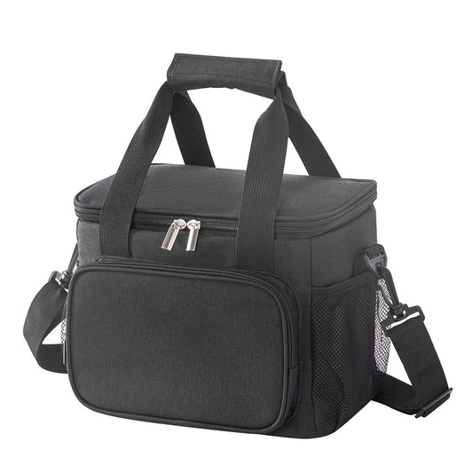 Small Insulated Lunch Bag 10L Cooler Tote Box with Shoulder Strap Leakproof Thermal Meal Prep Carrier for Work School Picnic Black