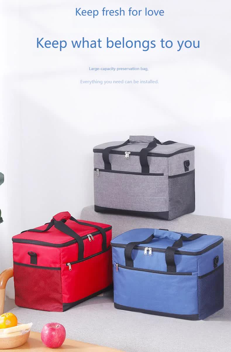 Large 30L Insulated Cooler Bag - Leakproof Thermal Lunch Tote with Shoulder Strap - Heavy Duty Beige Picnic Box for Beach, Camping & Work