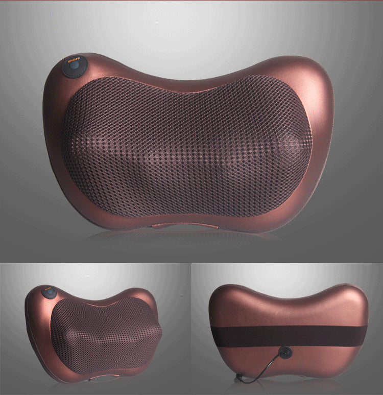 Electric Shiatsu Massage Pillow with Heat - Deep Kneading Neck & Back Massager - Portable Car & Home Cushion for Muscle Relief - Brown