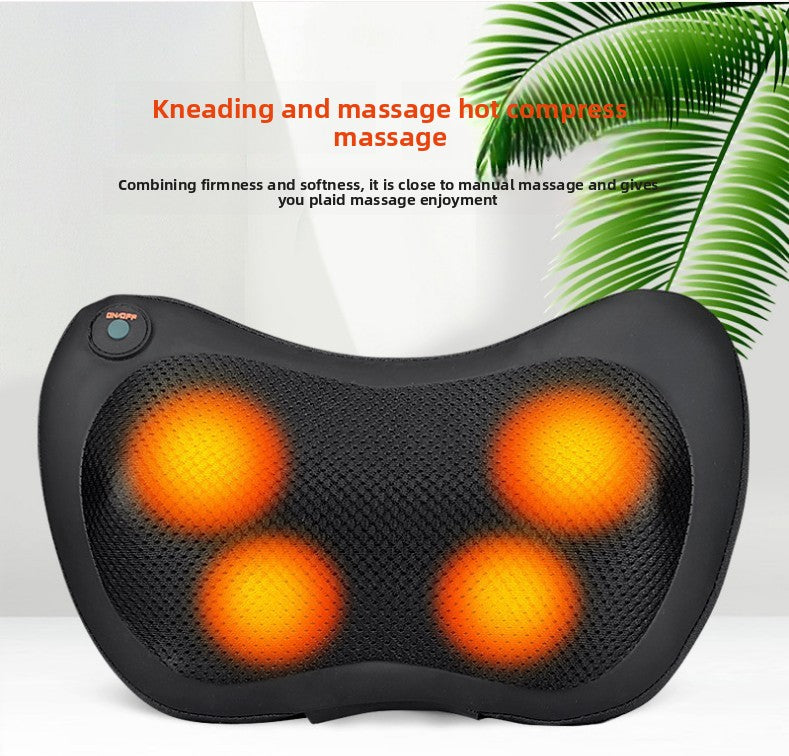 Electric Shiatsu Massage Pillow with Heat - Deep Kneading Neck & Back Massager - Portable Car & Home Cushion for Muscle Relief - Brown