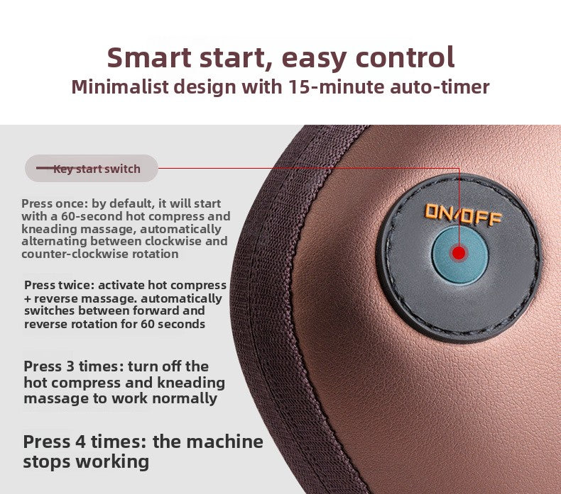Electric Shiatsu Massage Pillow with Heat - Deep Kneading Neck & Back Massager - Portable Car & Home Cushion for Muscle Relief - Black