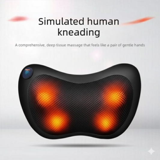 Electric Shiatsu Massage Pillow with Heat - Bi-Directional Deep Kneading Neck & Back Massager - Portable Car & Home Cushion for Muscle Relief - Black