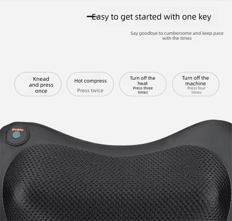 Cordless Rechargeable Shiatsu Massage Pillow - 8 Node Dual Button Neck & Back Massager with Heat - Wireless Deep Kneading Cushion for Car Home & Travel - Brown