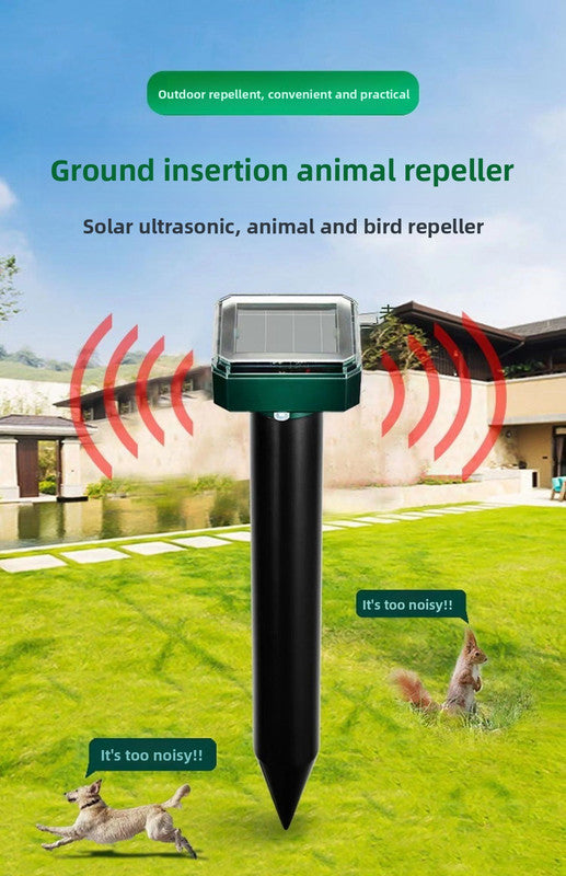 Solar-Powered Sonic Snake and Rodent Repeller Ground Stake - Outdoor Waterproof Ground Vibration Pest Deterrent Device - Ultrasonic Control for Moles, Voles, and House Mice - Garden Lawn Protection - Green Octagon Top Model