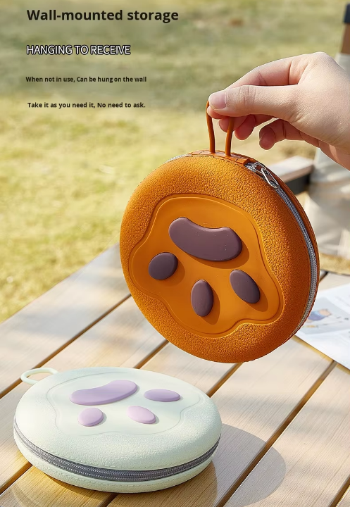 Portable Silicone Double Pet Bowl - Collapsible Travel Dog Feeder for Food & Water - 2 x 450ml Capacity with Zipper Case - Light Yellow