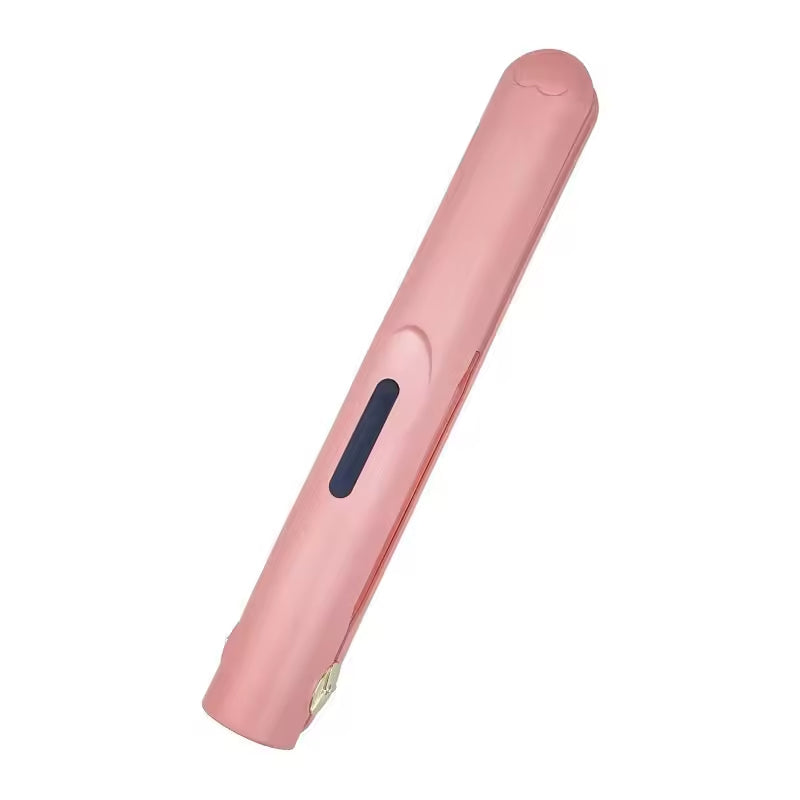 Cordless Mini Hair Straightener & Curler 2-in-1 - Portable USB Rechargeable Ceramic Flat Iron with 3 Temperature Settings - Compact Travel Styler for Bangs & Touch Ups - Pink
