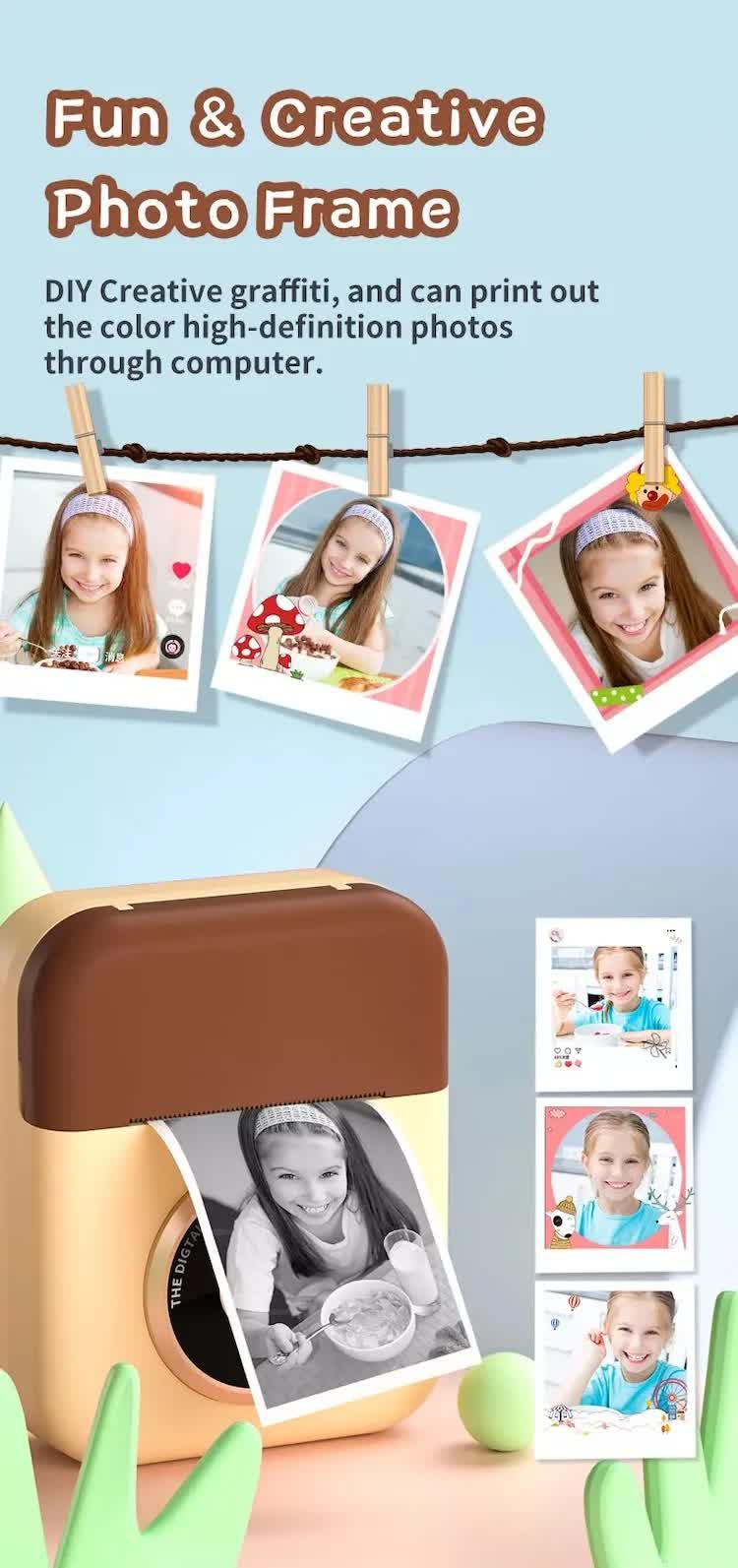 Kids Instant Print Camera with 3 Paper Rolls - Zero Ink Thermal Digital Camera & Video Recorder - 1080P Dual Lens Selfie Toy for Boys & Girls - Pink