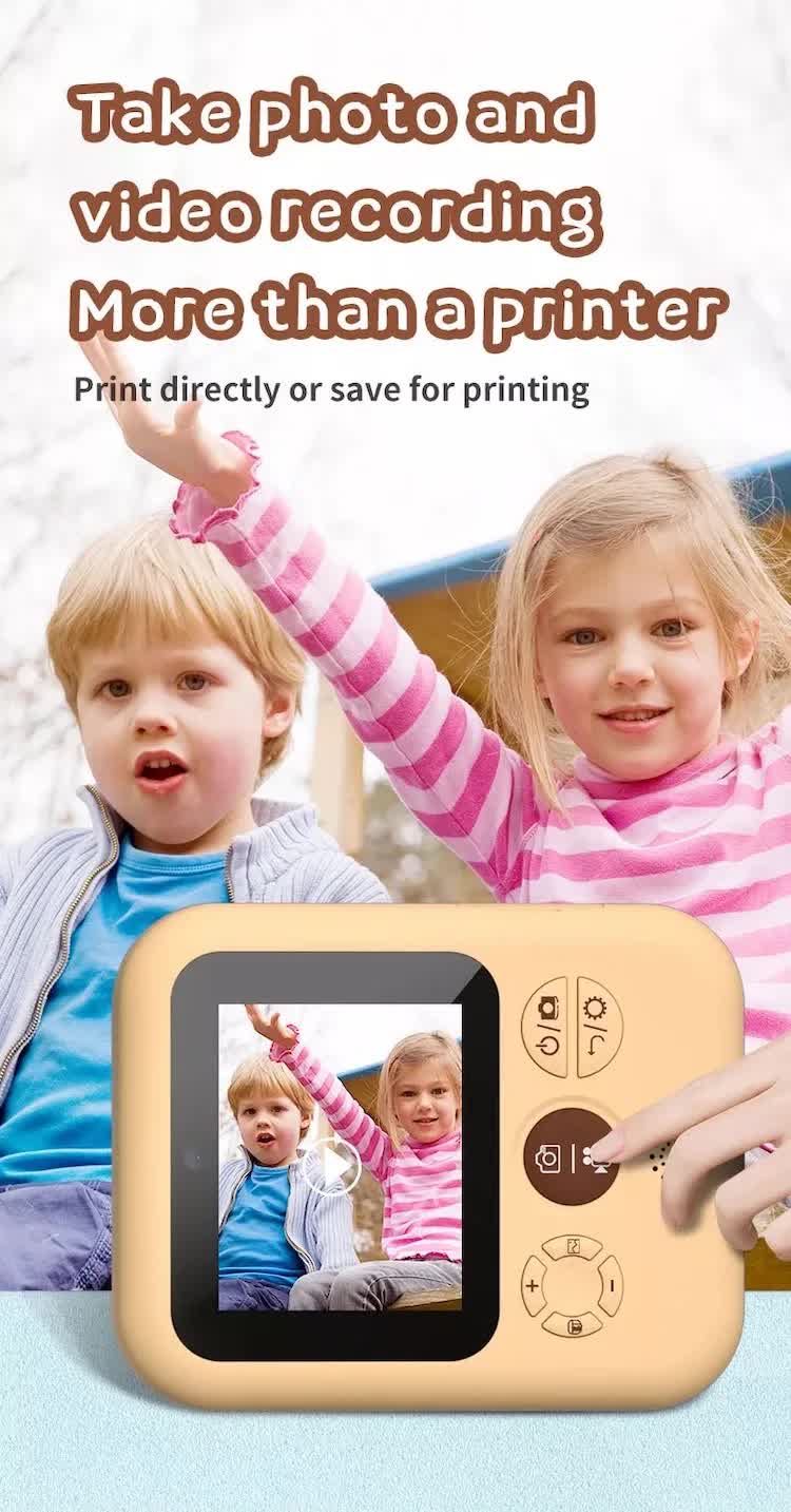 Kids Instant Print Camera with 3 Paper Rolls - Zero Ink Thermal Digital Camera & Video Recorder - 1080P Dual Lens Selfie Toy for Boys & Girls - Pink