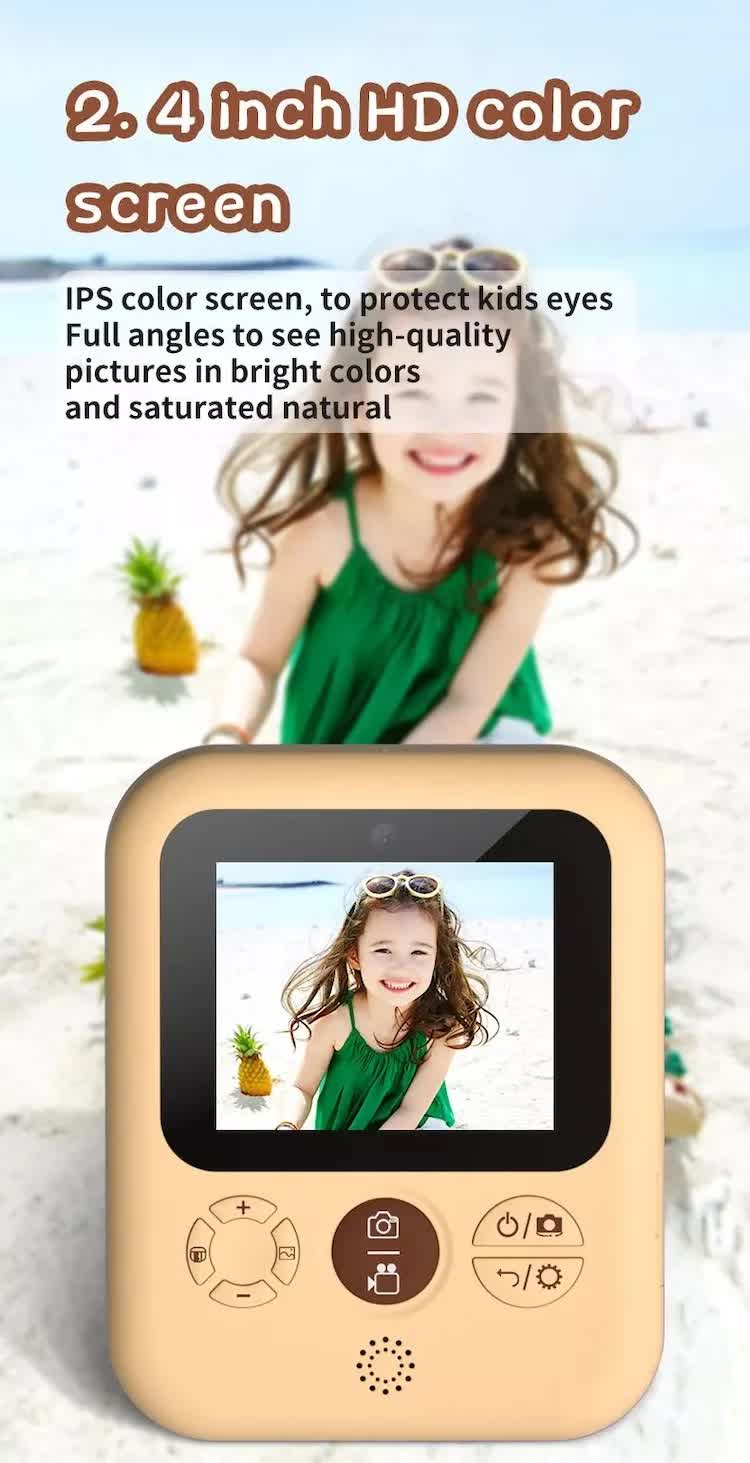Kids Instant Print Camera with 32GB SD Card & 3 Paper Rolls - Retro Thermal Digital Camera & Video Recorder - 1080P Dual Lens Selfie Toy Gift - Pink