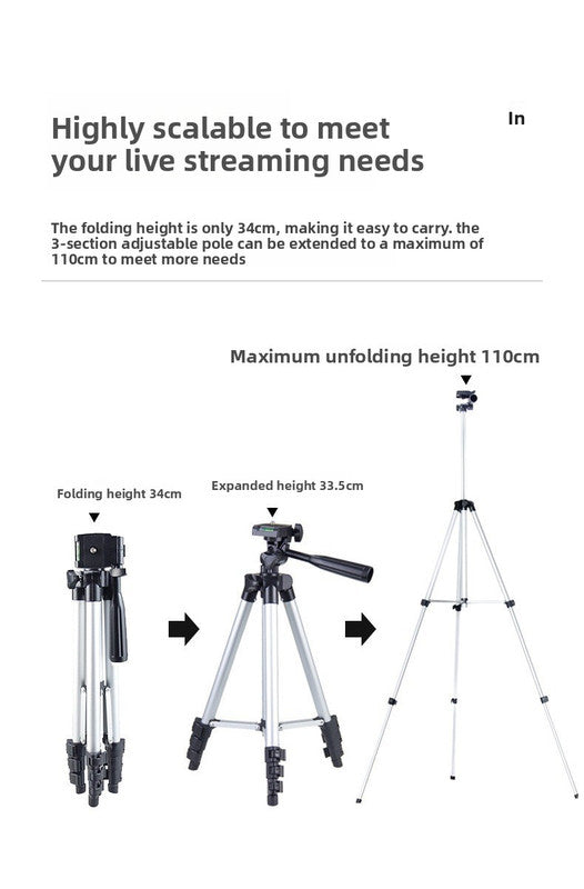 3120 Black Camera & Phone Tripod Stand - 110cm Lightweight Aluminium Portable Travel Mount with 3-Way Head & Universal Smartphone Holder - Adjustable Vlogging Gear - Black