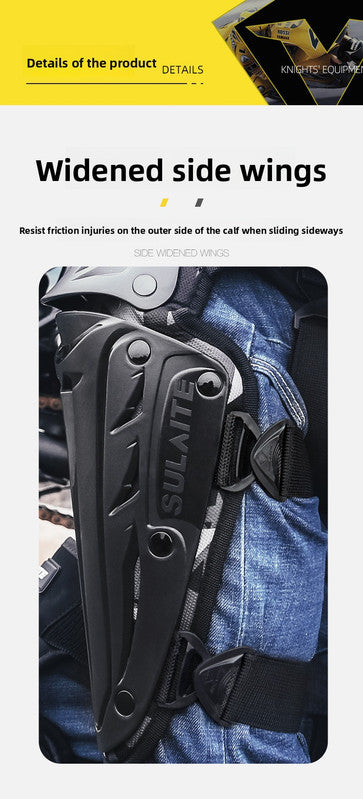 Motorcycle Knee Pads Shin Guards Long PP Shell Protective Gear for Motocross Dirt Bike Racing Quick Release Adjustable Side Protection Black