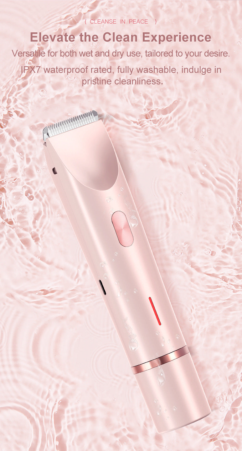 2-in-1 Electric Lady Shaver & Bikini Trimmer Dual Head Waterproof Wet & Dry Body Hair Remover Cordless Razor for Face Legs Underarms Blue