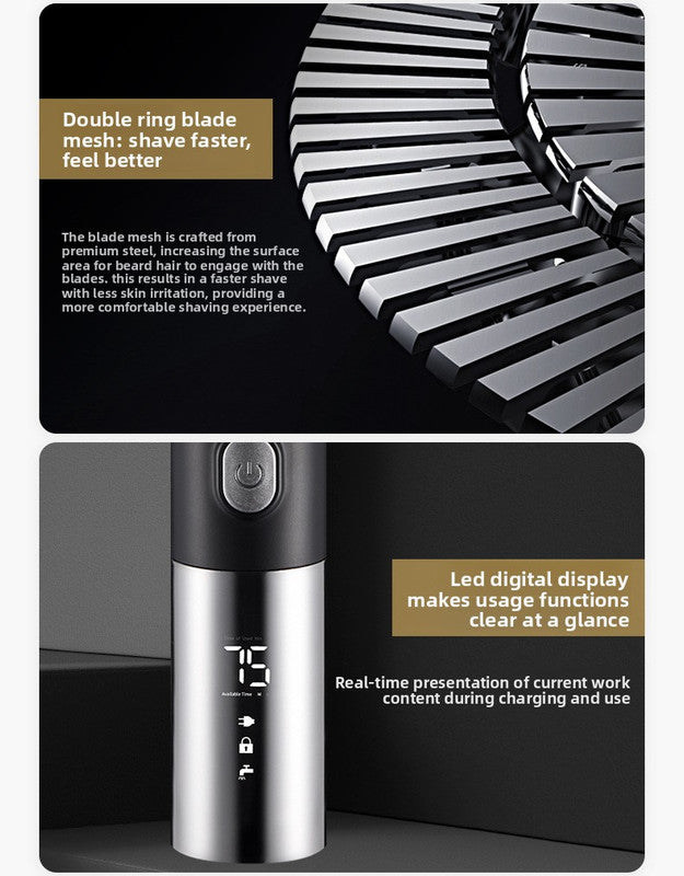 Electric Shaver for Men 3D Rotary Razor Wet and Dry Waterproof USB Rechargeable LED Display Travel Lock Gift Box Red