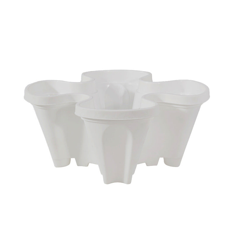 White 3-Tier Stackable Strawberry & Vegetable Planter with Mobile Wheel Tray - Space-Saving Vertical Gardening System