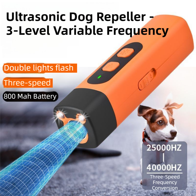 Portable Single-Head Ultrasonic Dog Repeller & Trainer with LED Flashlight - Multi-Function Pet Safety Device for Outdoors