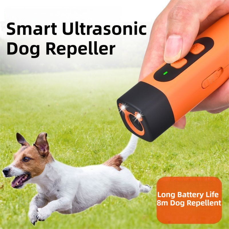 Portable Single-Head Ultrasonic Dog Repeller & Trainer with LED Flashlight - Multi-Function Pet Safety Device for Outdoors