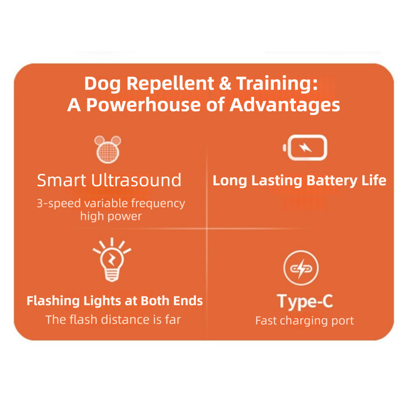 Portable Mini Single-Head Ultrasonic Dog Repeller & Trainer with LED Flashlight - Multi-Function Pet Safety Device for Outdoors