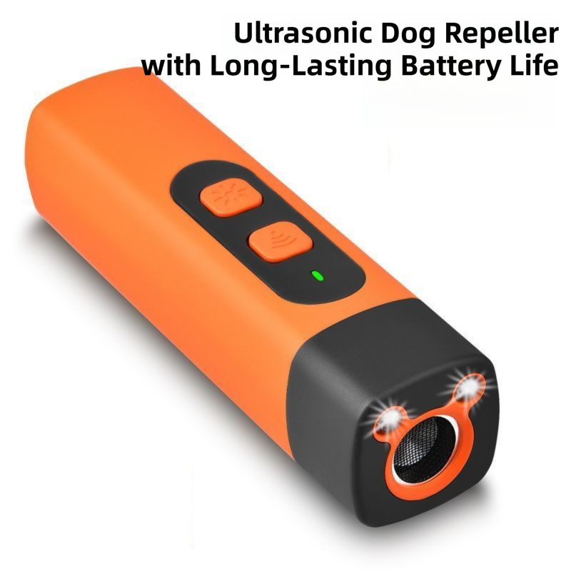Portable Double-Head Mech Model Ultrasonic Dog Repeller & Trainer with LED Flashlight - Multi-Function Pet Safety Device for Outdoors