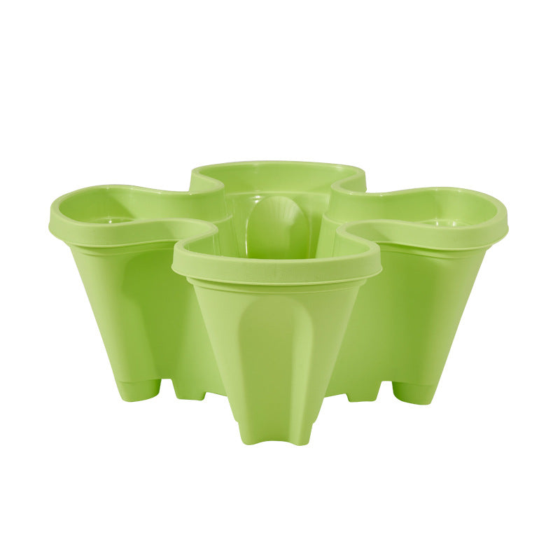 Green 3-Tier Stackable Strawberry & Vegetable Planter with Mobile Wheel Tray - Space-Saving Vertical Gardening System
