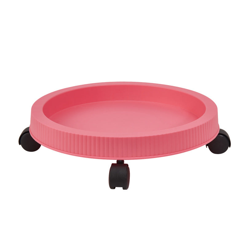 Pink 3-Tier Stackable Strawberry & Vegetable Planter with Mobile Wheel Tray - Space-Saving Vertical Gardening System