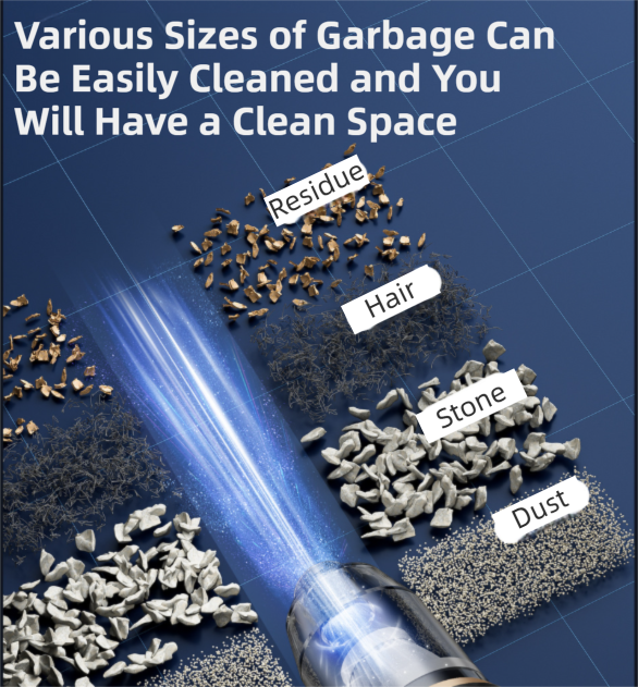 4-in1 Black Wireless Compact Handheld Car Vacuum Cleaner & Air Duster  with 5 Nozzles/Brushes- 15000 Pa Ultra-Powerful Blower/Suction Tool for Auto, Home & Office