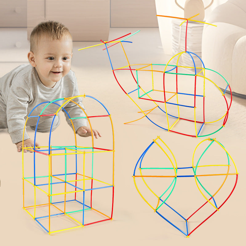 Soft Straw & Pipe Connector Building Blocks Toy - 400 Pcs Interlocking Construction Set, Educational Puzzle Toy for Kindergarten