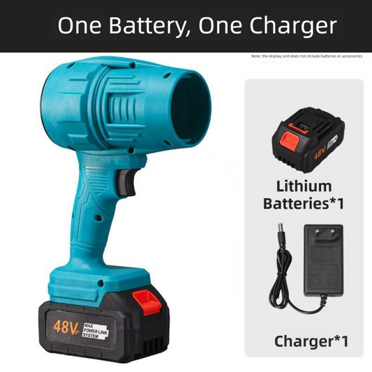 Blue Ultra-High Power Cordless Turbine Air Blower With Lithium Battery & Australian Plug Kit - 30,000 RPM High Velocity and Lightweight Operation for Leaf Blowing, Snow Removal & Multi-Use