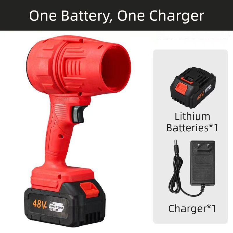Red Ultra-High Power Cordless Turbine Air Blower With Lithium Battery & Australian Plug Kit - 30,000 RPM High Velocity and Lightweight Operation for Leaf Blowing, Snow Removal & Multi-Use