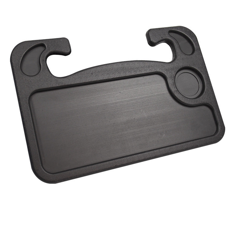 Black Multi-Functional Car Steering Wheel Tray - Portable Auto Desk for Eating, Laptop, and Drink Holder (42x28CM)