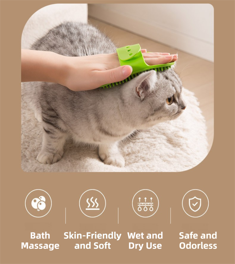 3-Pack Blue Multi-Functional Adjustable Silicone TPR Pet Grooming Massage Brush - for De-Shedding, and Furniture Scratching