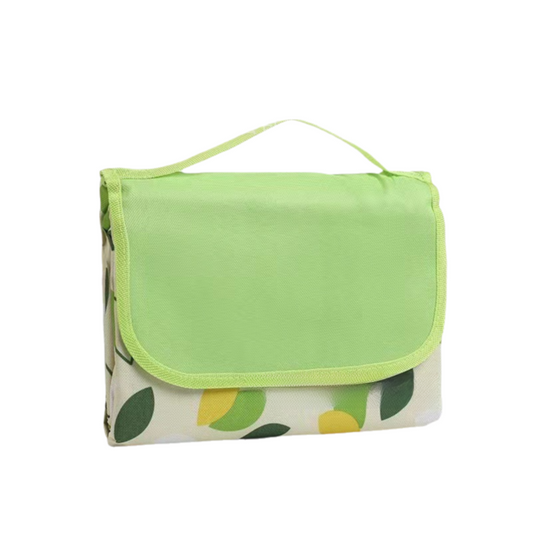 Green Leaf Pattern Foldable Waterproof & Moisture-Proof Picnic Blanket 150x100CM - 600D Three-Layer Composite Oxford Extra Large Mat for Beach & Camping