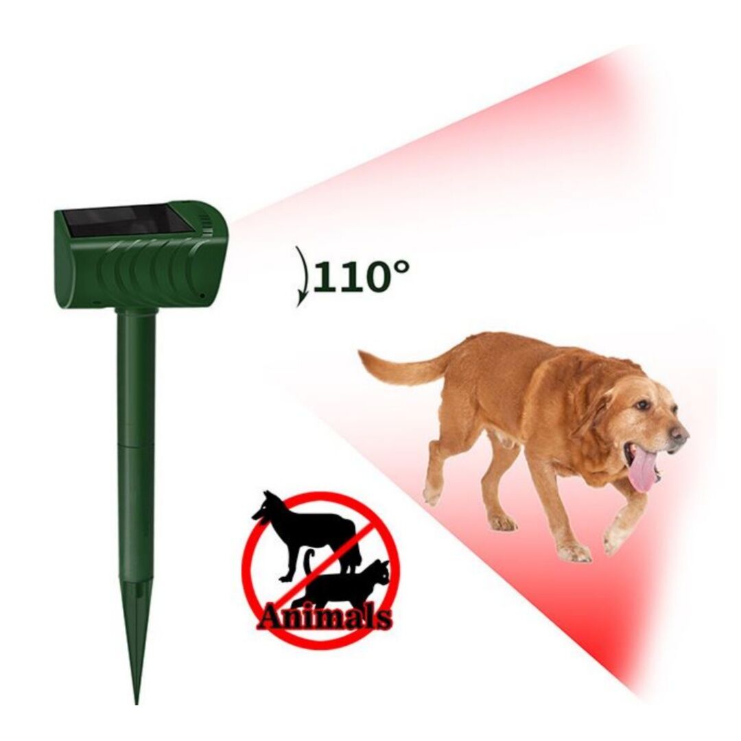 Model 703 Solar Powered Animal Repeller - Advanced Ultrasonic, Alarm & Flashing Light System