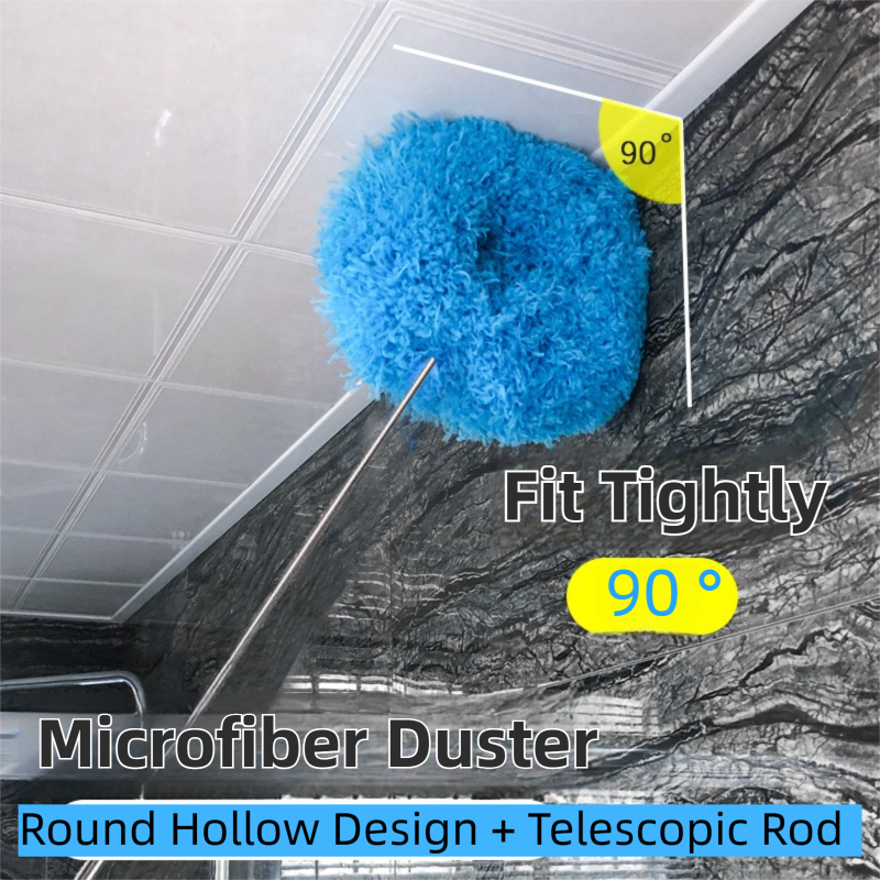 2-Pack Green Telescopic Electrostatic Duster with 360° Hollow Ring Design - Fan Blade Cleaner, High Reach Dust Removal, Multi-Purpose