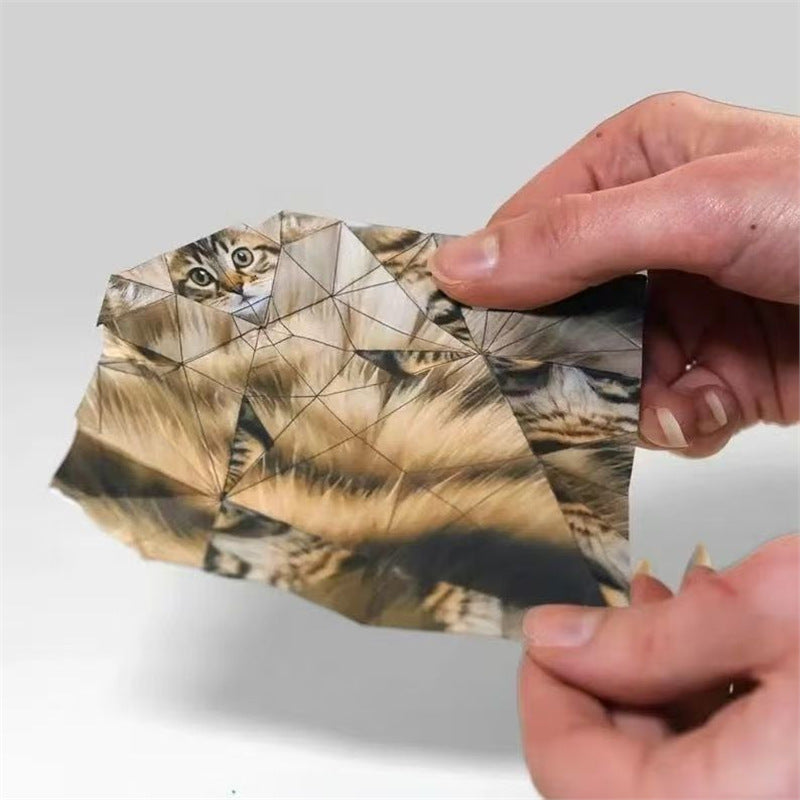 DIY Geometric Origami Kit for Kids Total 100 Sheets - Semi-Finished Cat and Dog Folding Craft