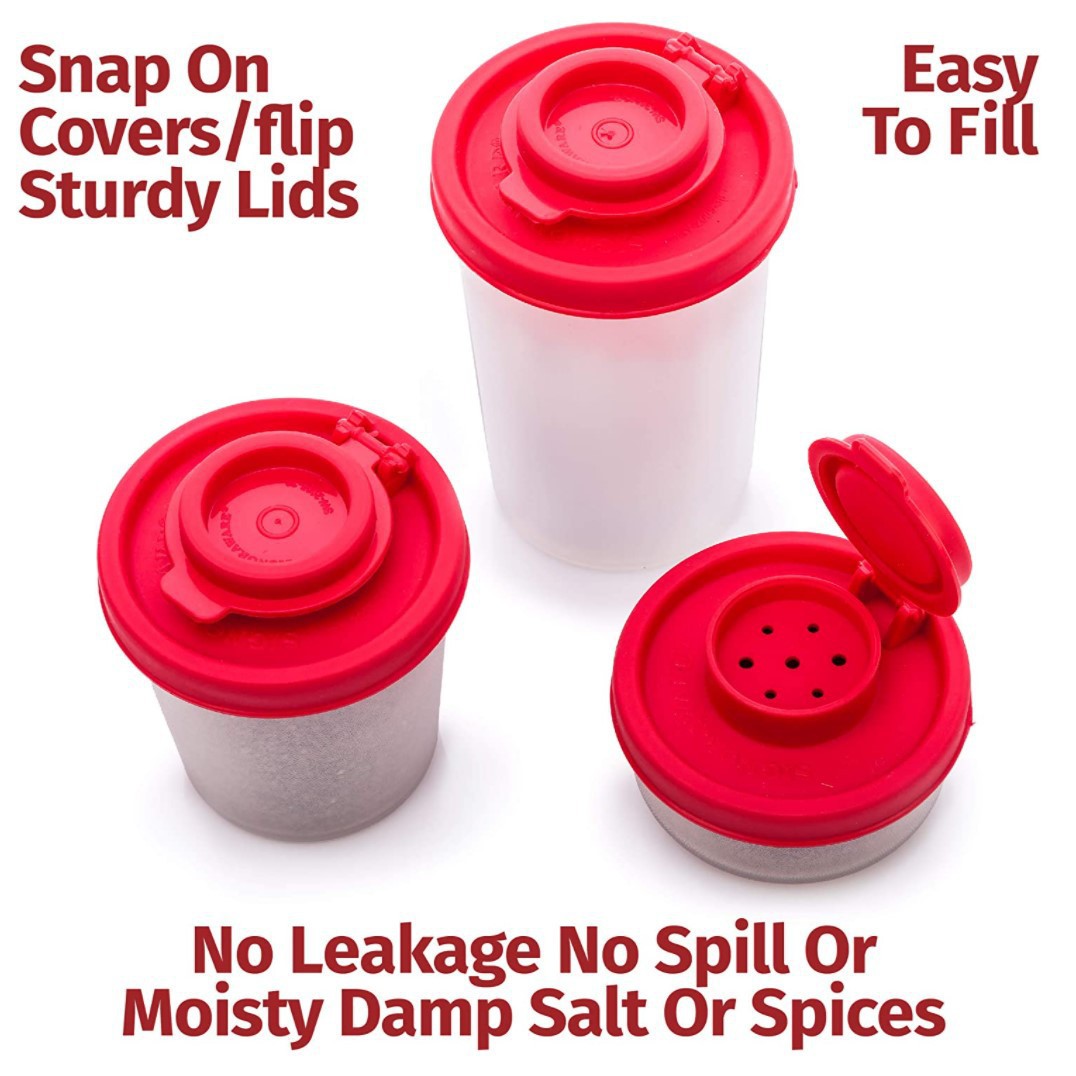 3-Pack Mini Compact Spice Shaker Set(Small Size) - Transparent Salt and Pepper Dispensers for Camping, Picnic & Outdoor Grilling
