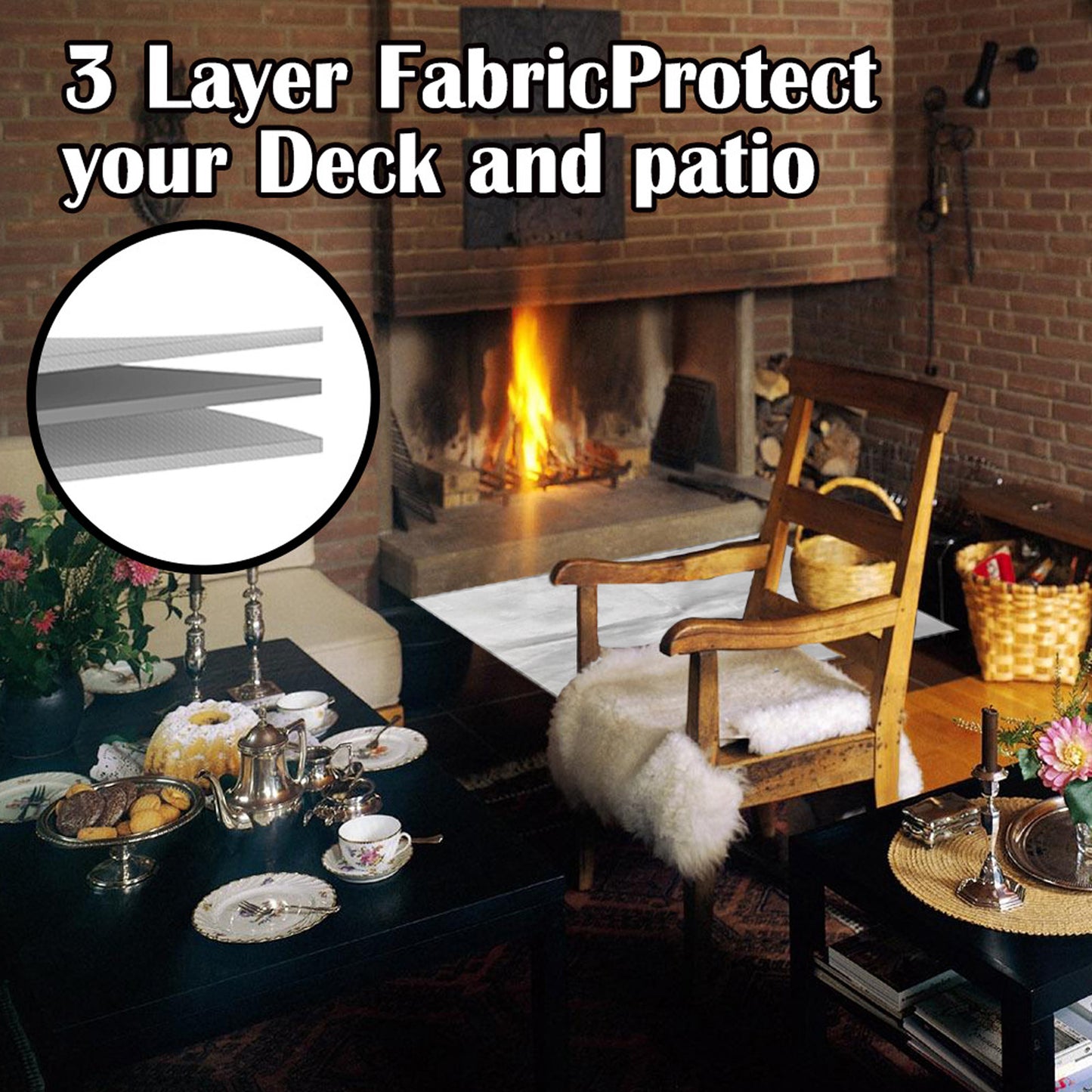 80x60 CM Outdoor Fire Pit Mat and Grill Pad - Up to 500°C Resistant Square Deck Protector for Barbecues, Fire Pits & Smokers