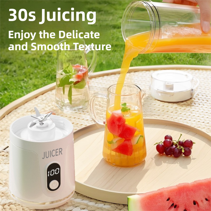 White Portable 600ml Wireless Juicer Blender with 12-Leaf Blades - 20,000 RPM High-Speed Smoothie Maker & Self-Cleaning Personal Blender for Travel and Home