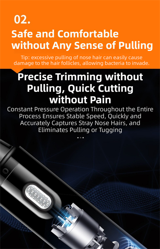 CX-D2 Blue Electric Nose Hair Trimmer(12x2.5CM) - High-Speed 360° Rotating Blade, Painless Ear and Nose Hair Groomer with USB Charging