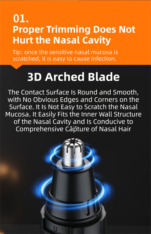 CX-D11 Black Electric Nose Hair Trimmer(12x2.5CM) - High-Speed 360° Rotating Blade, Painless Ear and Nose Hair Groomer with USB Charging
