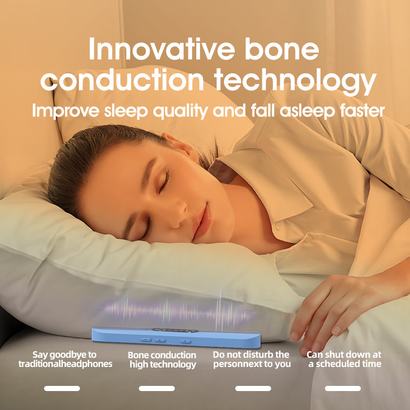 White SMB-07 Bone Conduction Under-Pillow Speaker -  Bluetooth 5.4 Ultra-Thin Sleep Aid Sound Bar with Dual Speaker Resonance & 36 Built-in White Noise Tracks