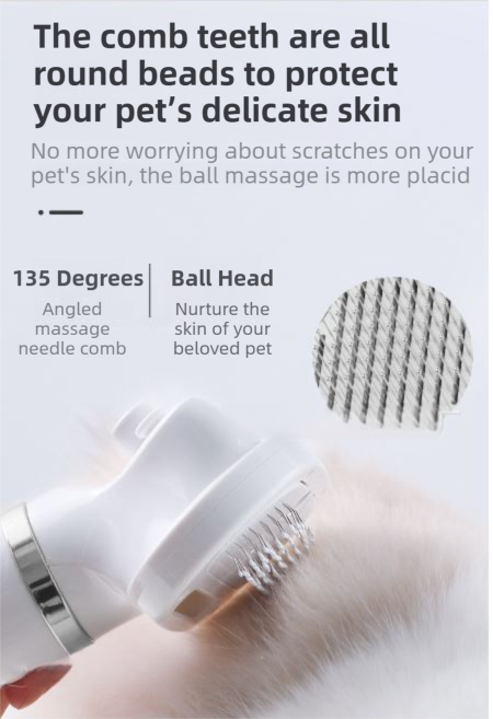 Green 6-in-1 Pet Grooming Hair Dryer with Noise-Reduction - Lightweight Handheld Blow Dryer & Mist Slicker Brush - 3-Speed Temperature Control, One-Click Deshedding & Painless Massage