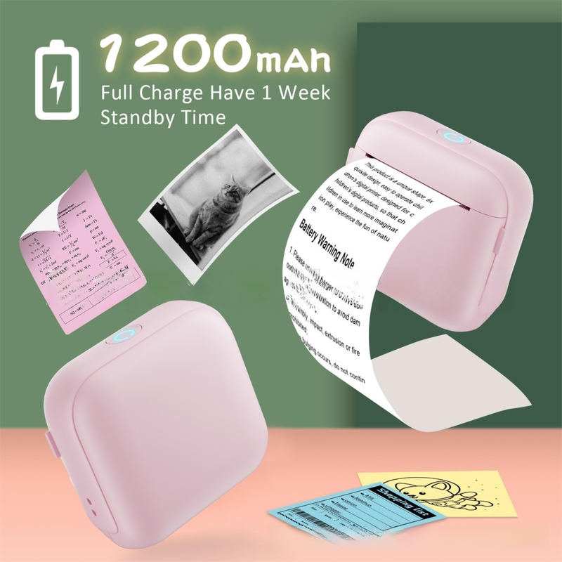 Black X6 Mini Portable Bluetooth Instant Photo & Note Printer for Students - Deluxe 20-Piece Gift Set with 12 Paper Rolls, Color Pens & Storage Bag