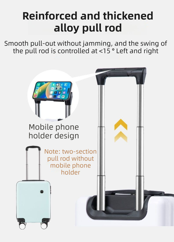 Black 14 Inch Lightweight Carry-on Luggage for heights over 1.6m - Underseat & Overhead Cabin Hardside Suitcase with Cup Holder & Phone Stand