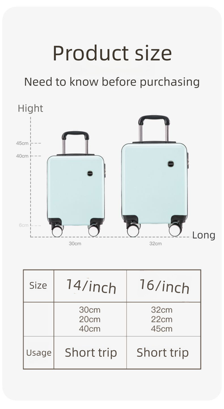 White 16 Inch Lightweight Carry-on Luggage for heights under 1.6m - Underseat & Overhead Cabin Hardside Suitcase with Cup Holder & Phone Stand
